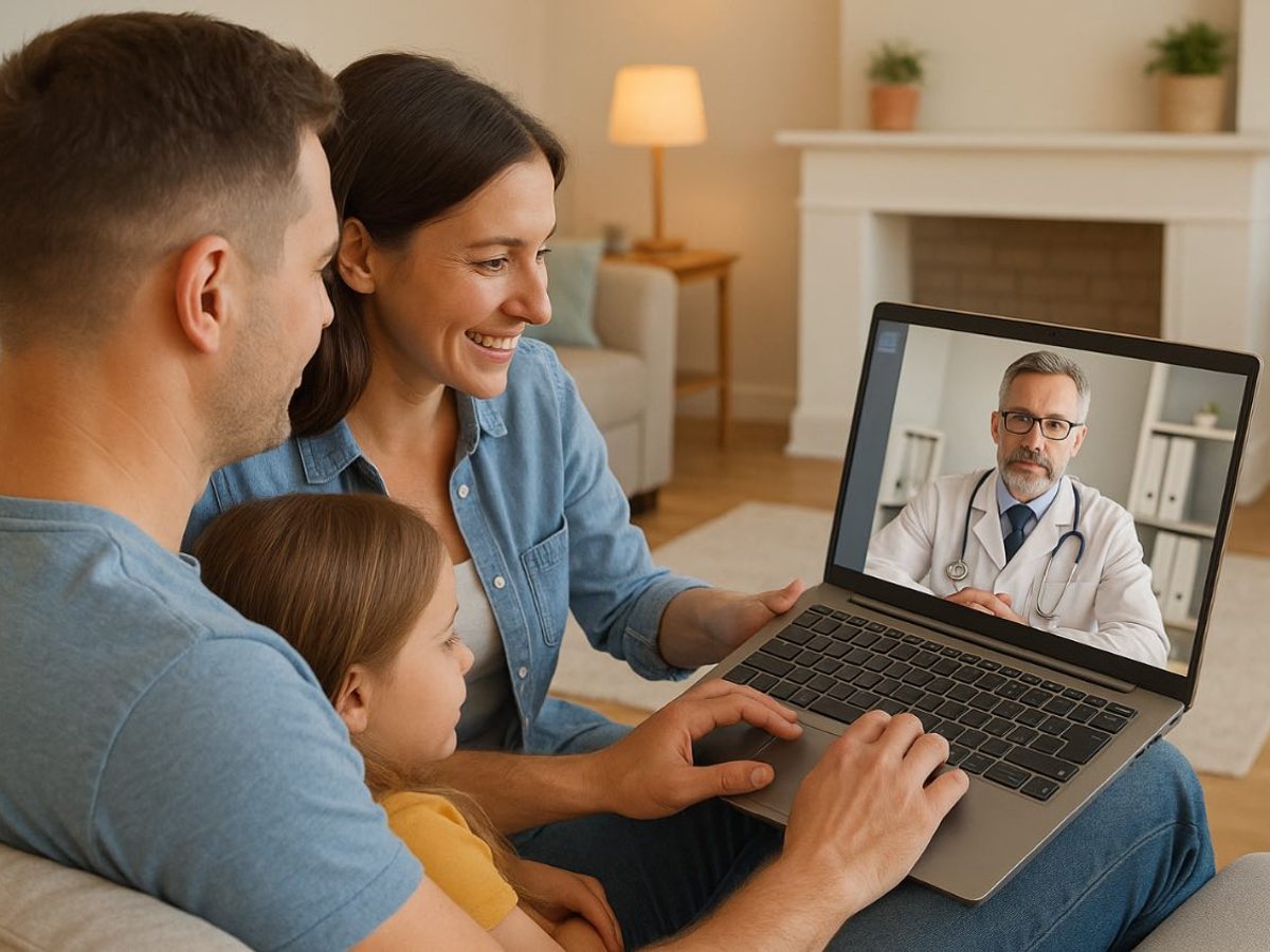Patient having a convenient video consultation with healthcare provider through statewide telemedicine